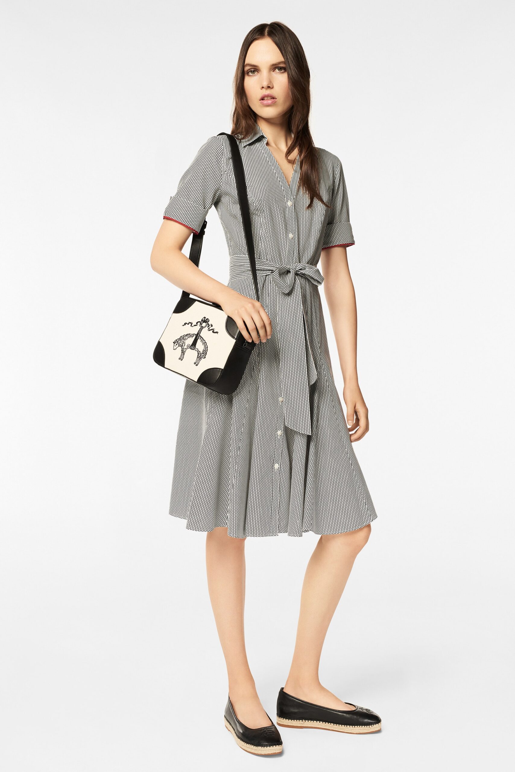 printed belted shirt dress