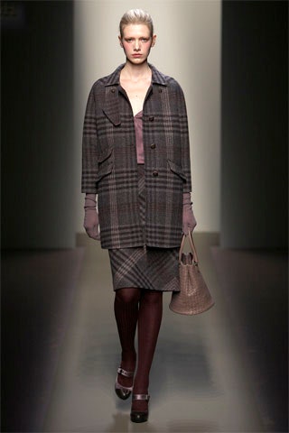 brown wool checked pencil textured midi skirt