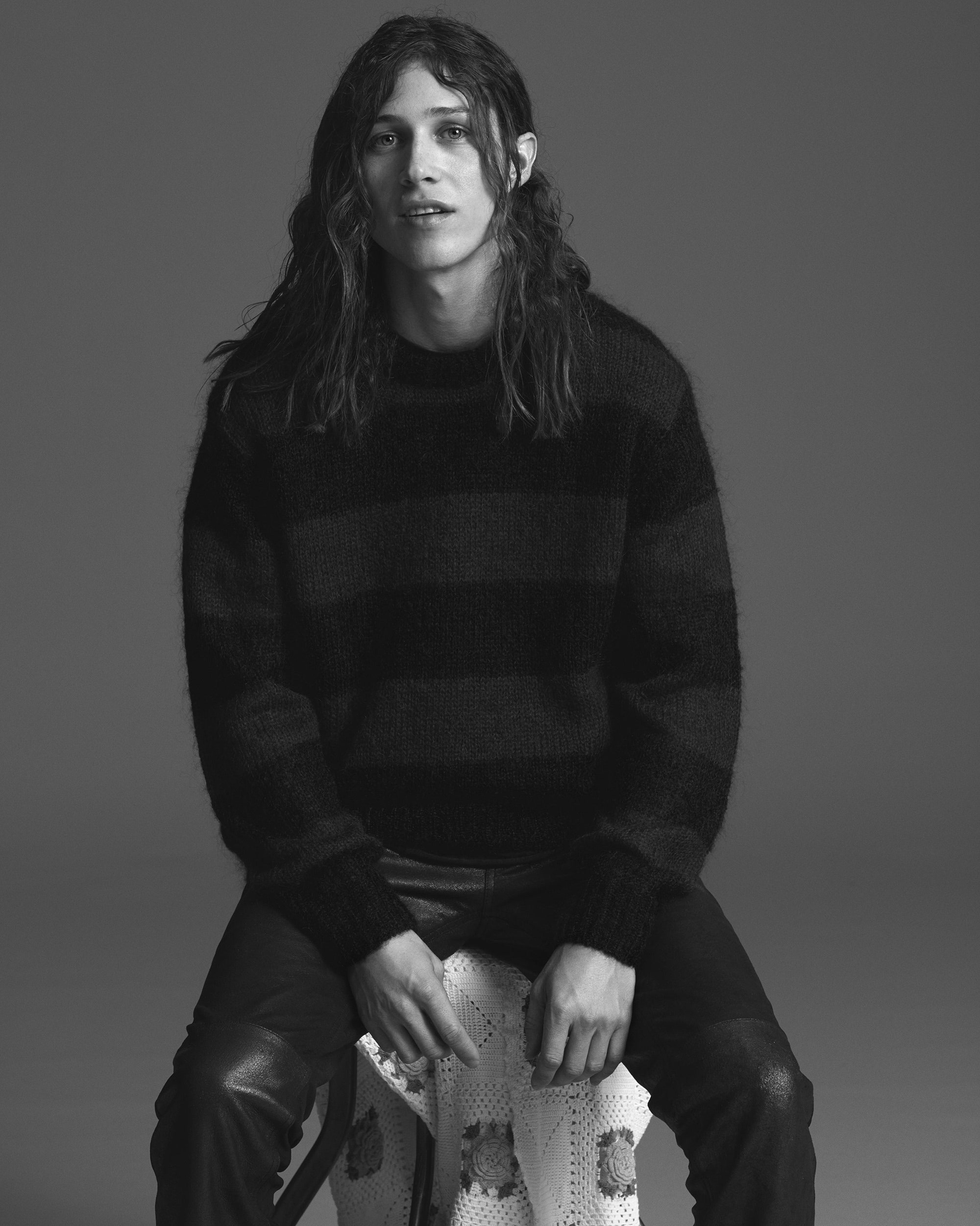 black striped knit sweater