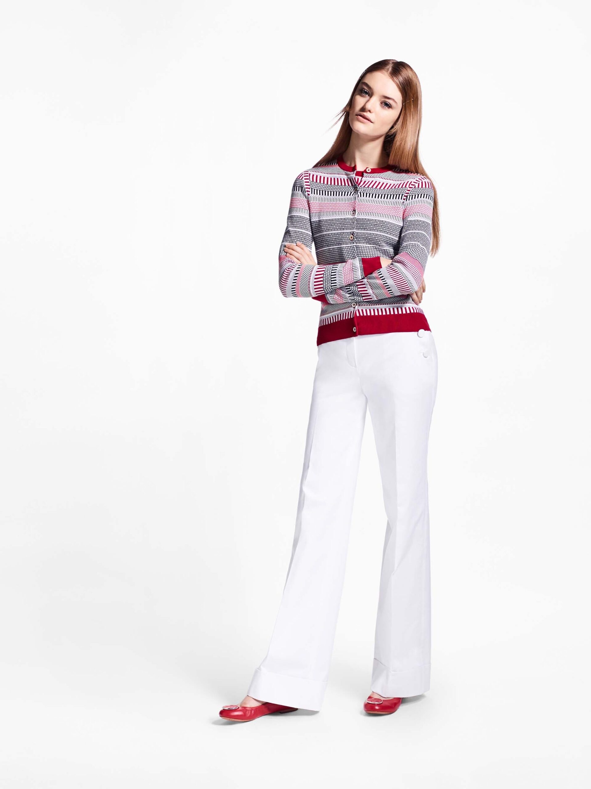 striped knit cardigan