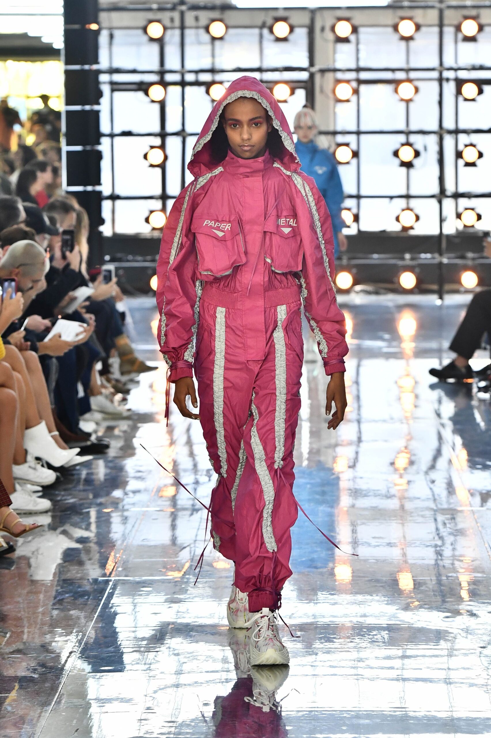 pink hooded utility jumpsuit
