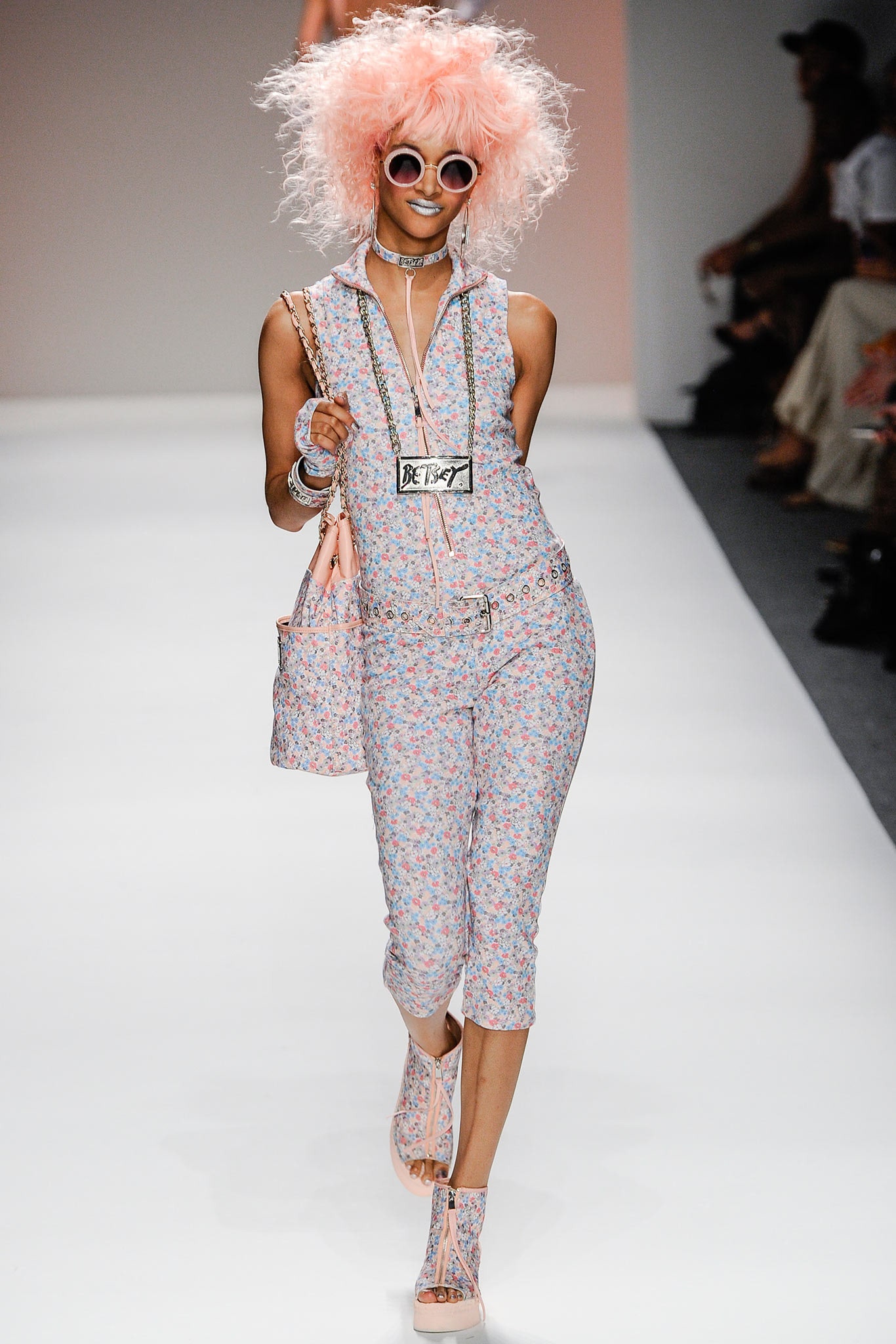 pink floral sleeveless jumpsuit