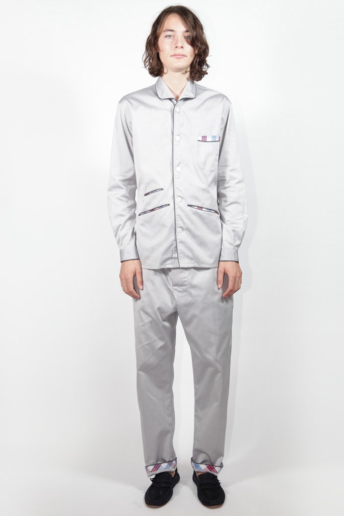 gray satin printed shirt