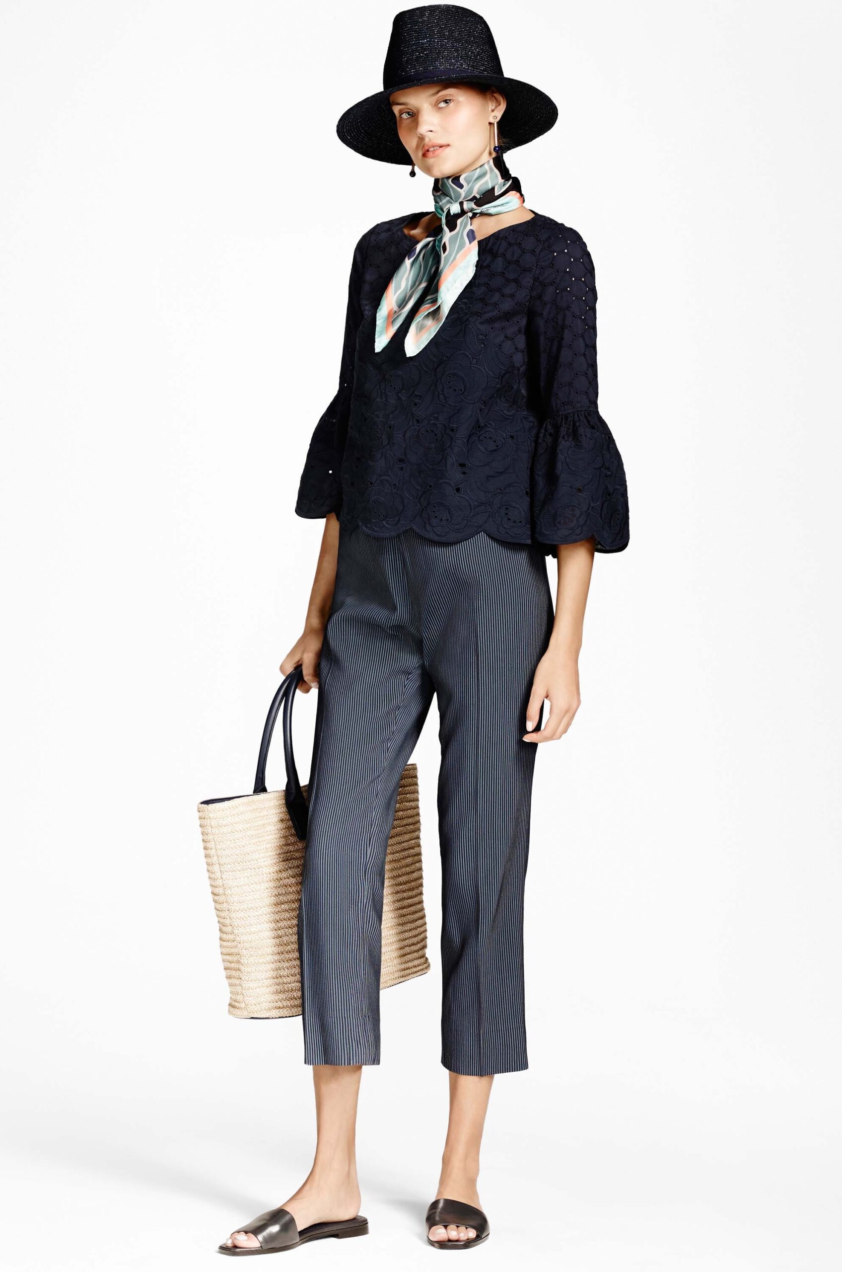 black straw wide-brimmed textured hat