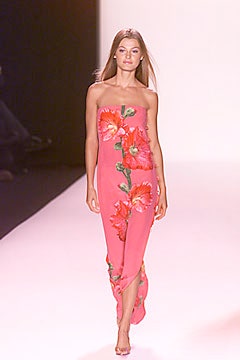 strapless floral pink maxi dress