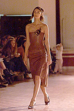 brown satin strapless asymmetric fitted draped embellished midi-dress