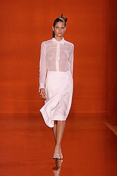 sheer white button-front shirt