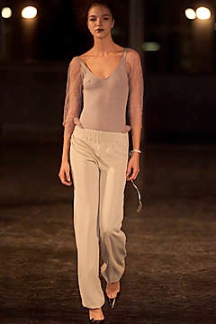 sheer long-sleeve v-neck top