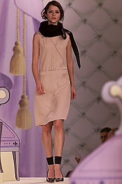 draped sleeveless beige dress