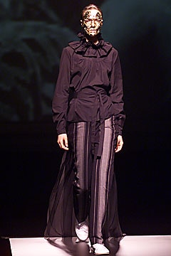 black unknown long-sleeve high-neck ruffled blouse