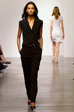 black unknown sleeveless collared tailored belted straight-leg jumpsuit