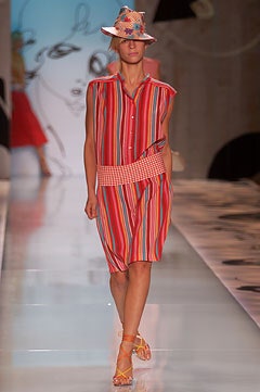 striped belted shirt dress