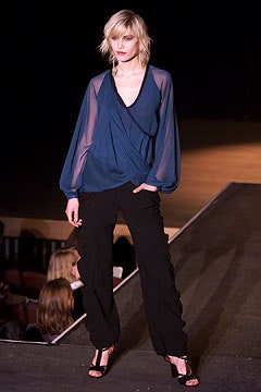 sheer draped blue blouse
