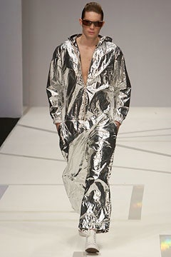 silver metallic zip-front jumpsuit