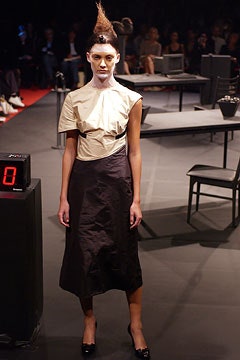 beige draped high-neck top