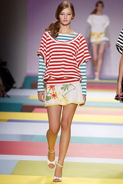 red striped oversized knit top
