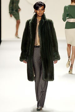 green fur open-front coat