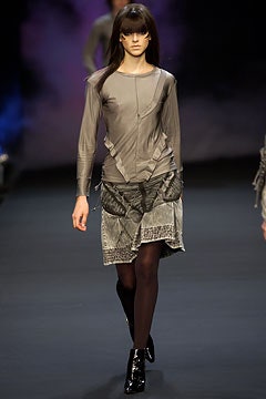 asymmetric gray long-sleeve dress