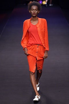 orange unknown scoop-neck draped top