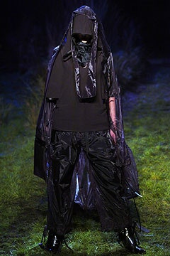 black hooded nylon poncho