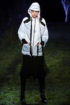 white hooded color-blocked parka