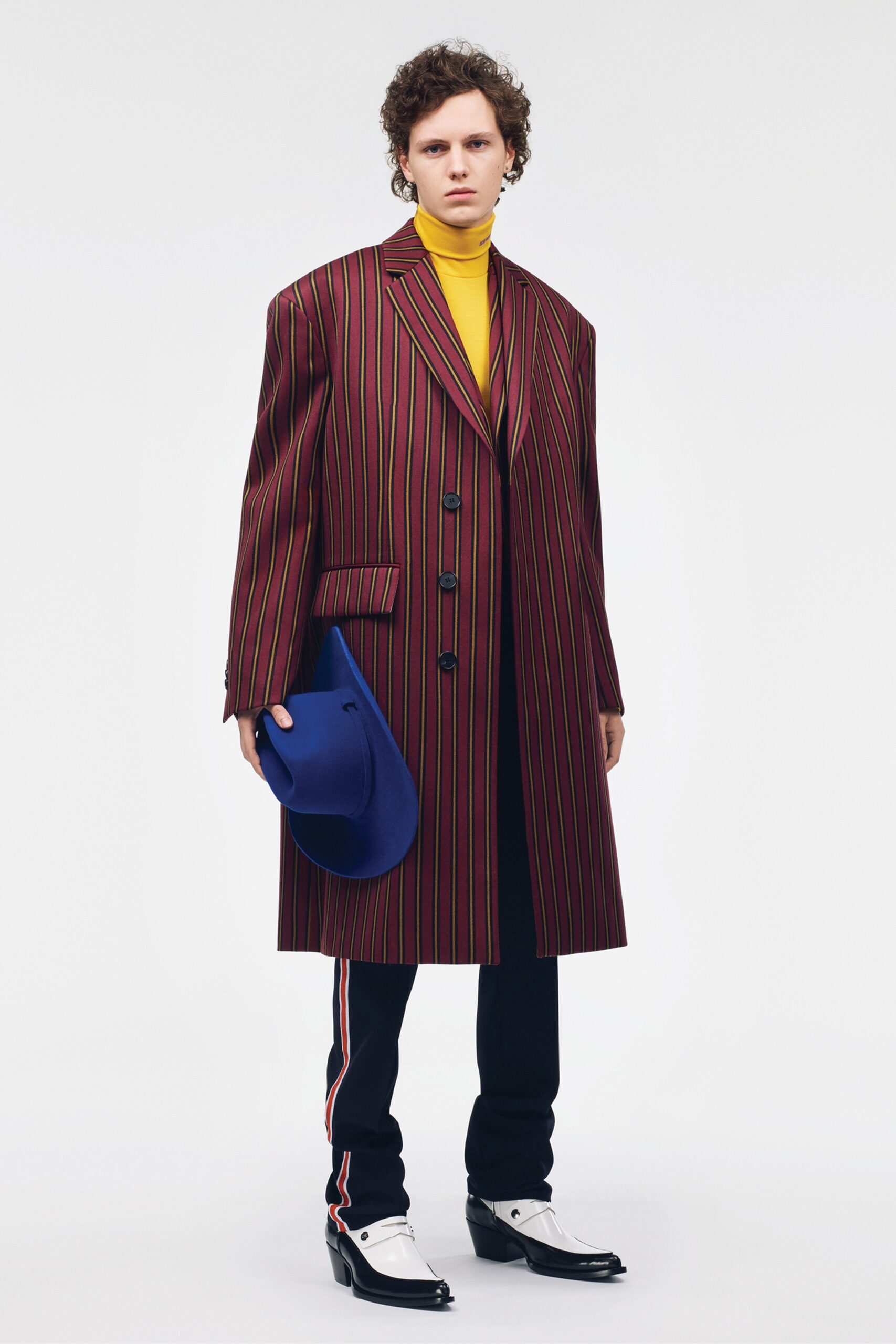 striped oversized overcoat