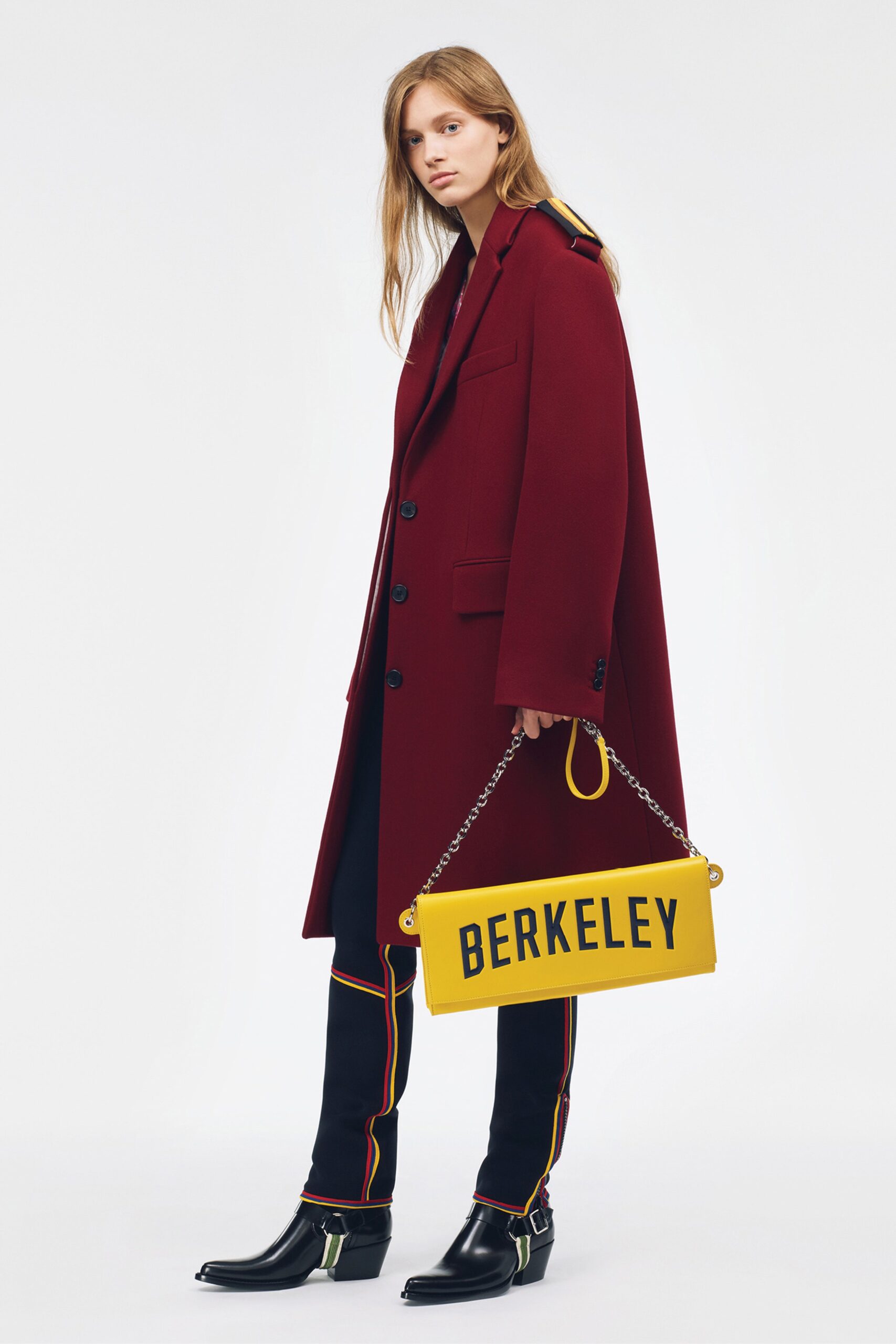 burgundy tailored single-breasted coat