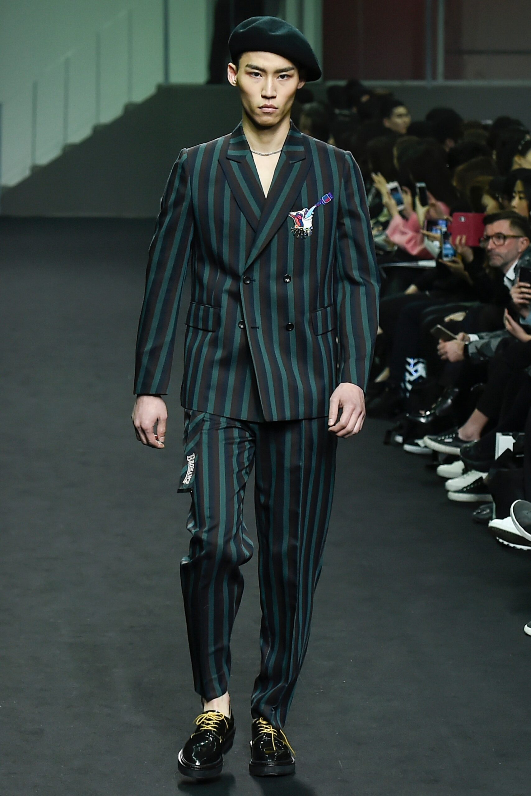 striped double-breasted tailored blazer