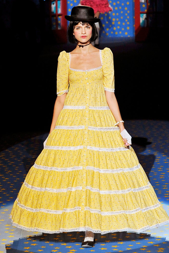 yellow cotton square-neck short-sleeve printed tiered maxi maxi-dress