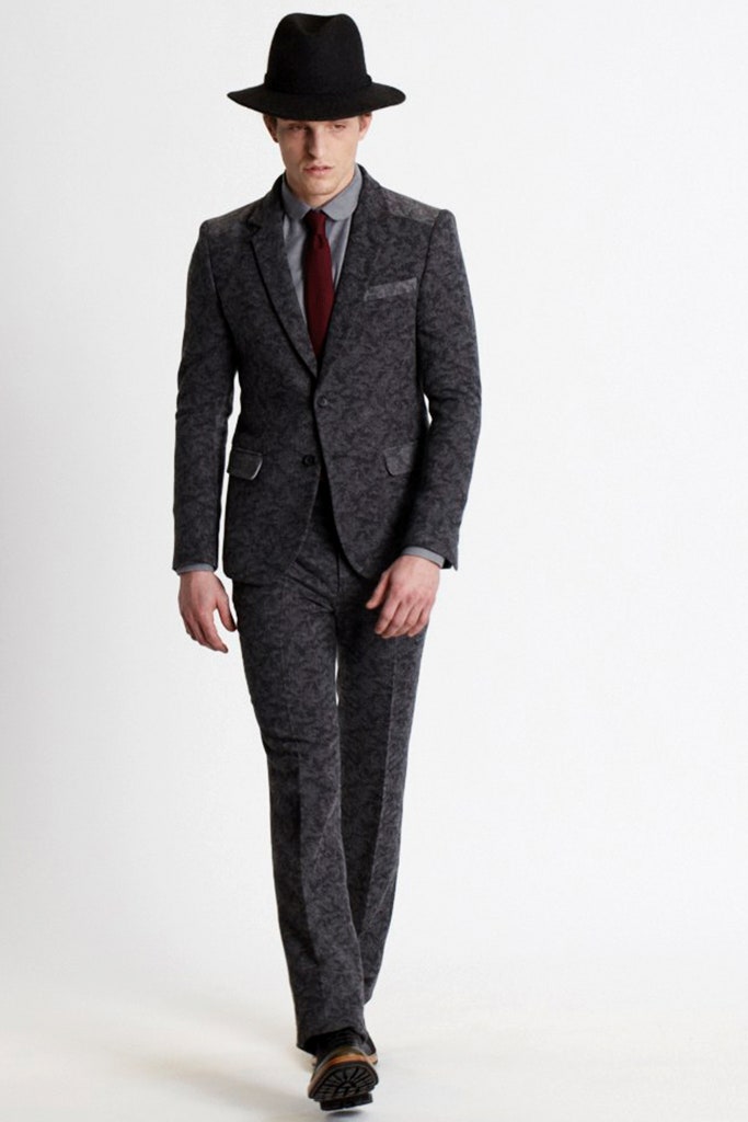 gray printed tailored blazer