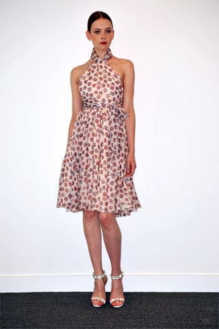 printed halter chiffon midi dress