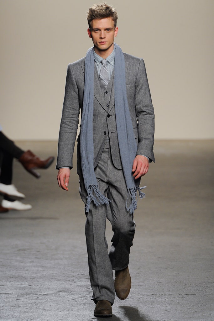 gray tailored blazer and vest