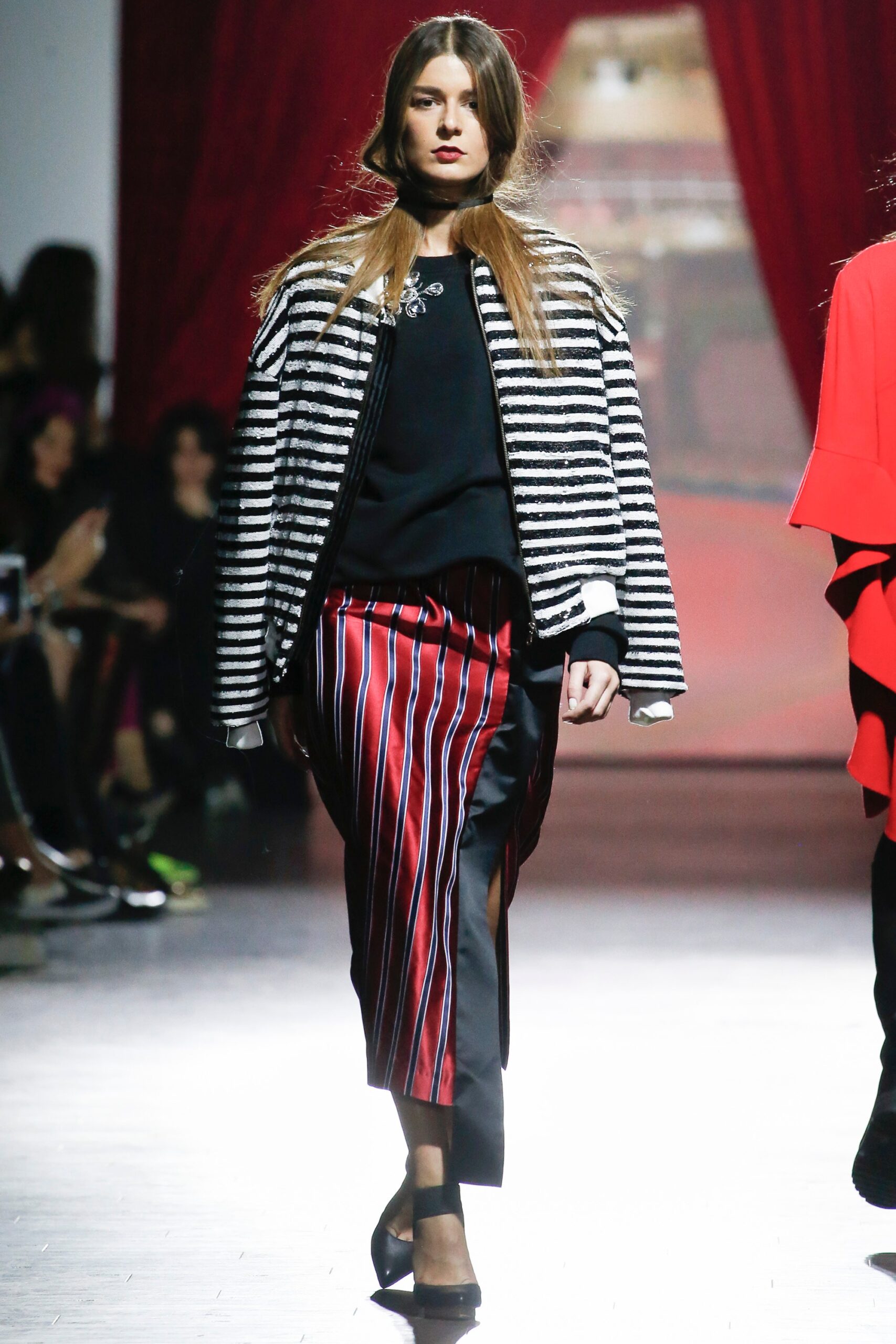black white striped cropped jacket