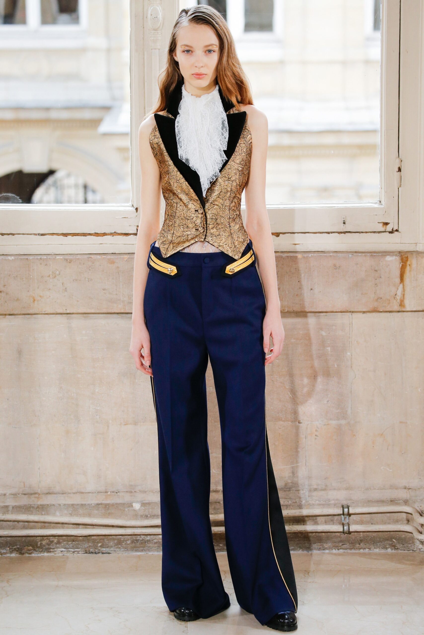 gold brocade tailored vest