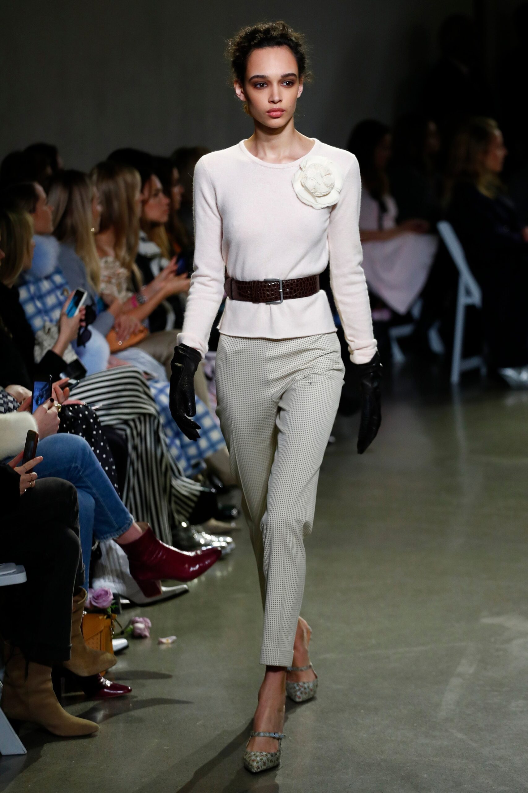 ivory knit belted sweater
