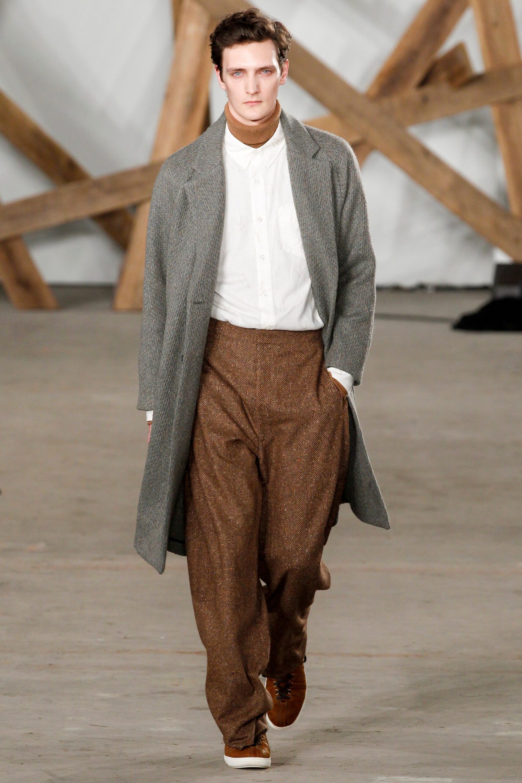gray herringbone wool coat