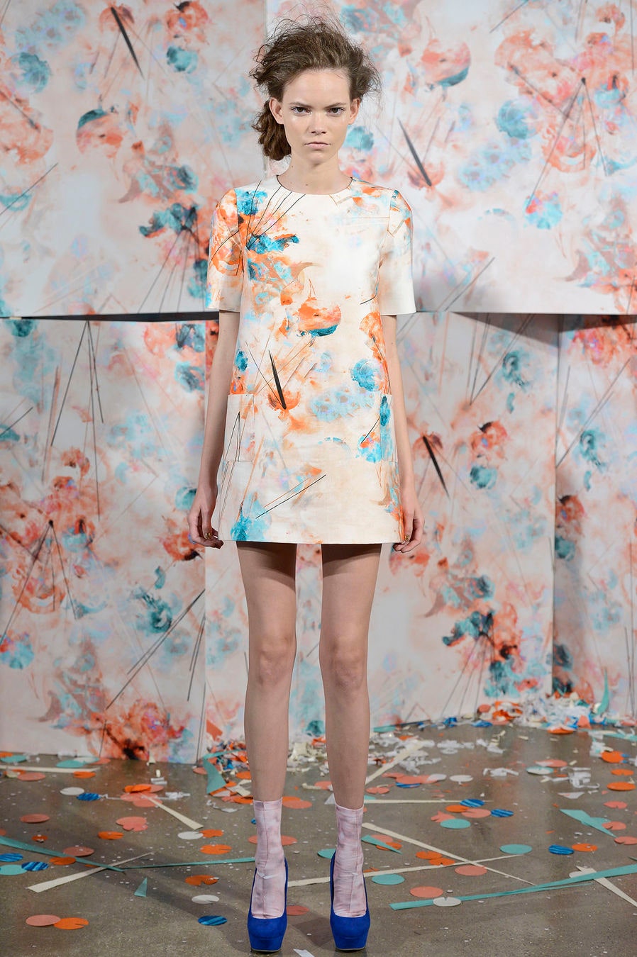 abstract print shift mini dress