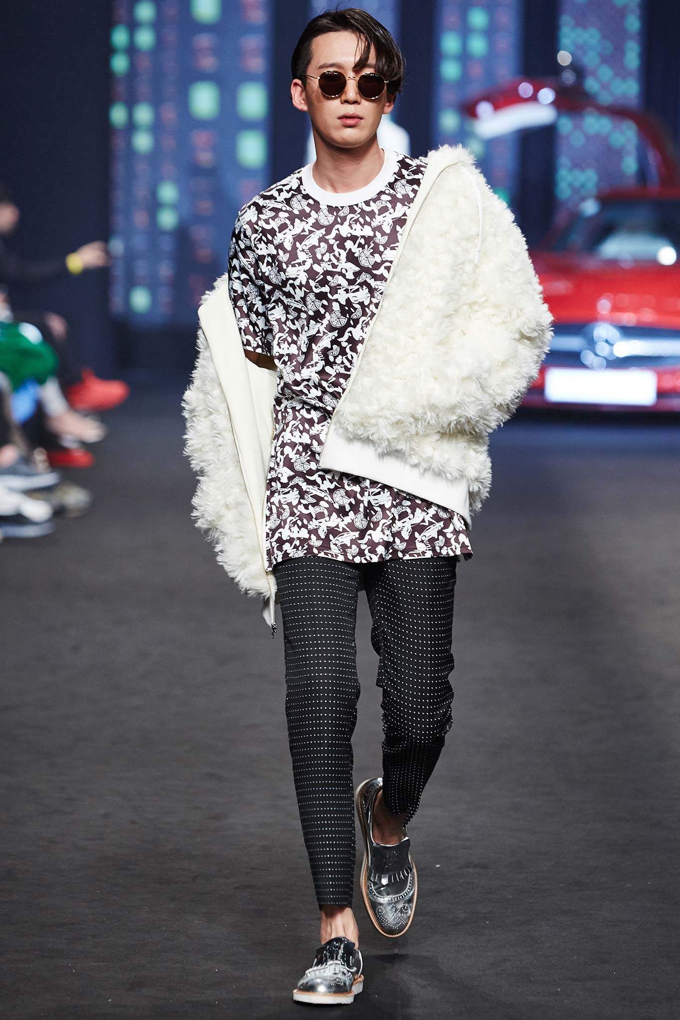 white fur jacket