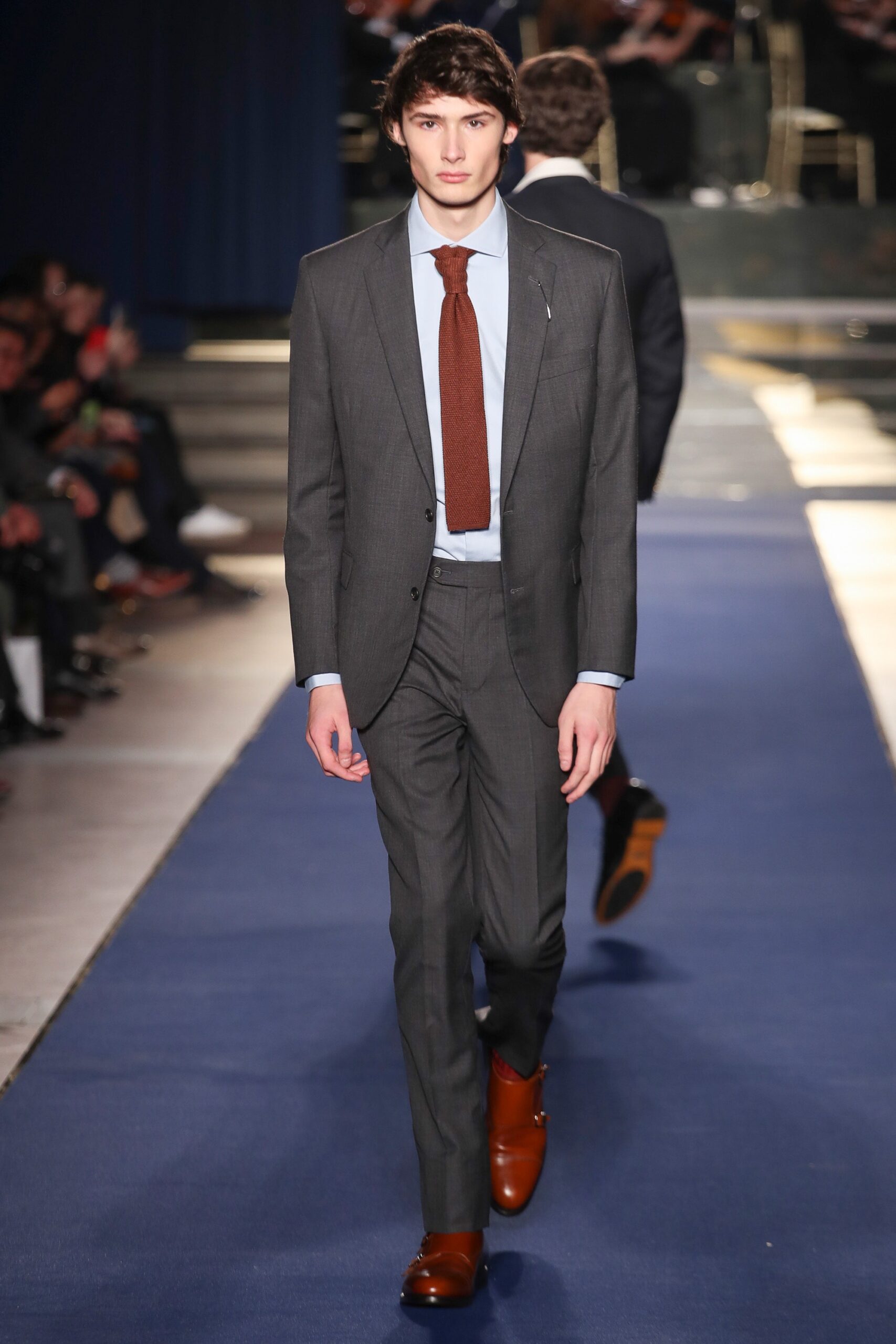 brown knit textured tie