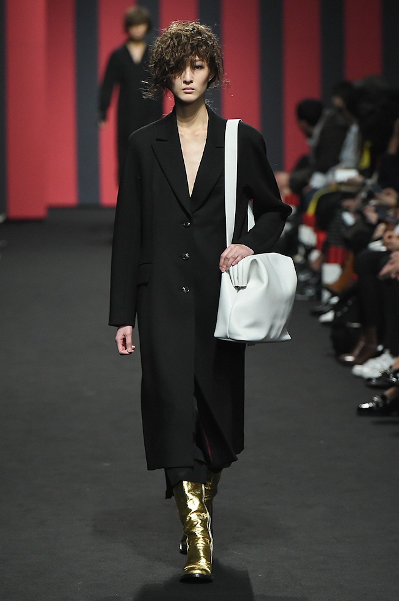 black oversized single-breasted coat