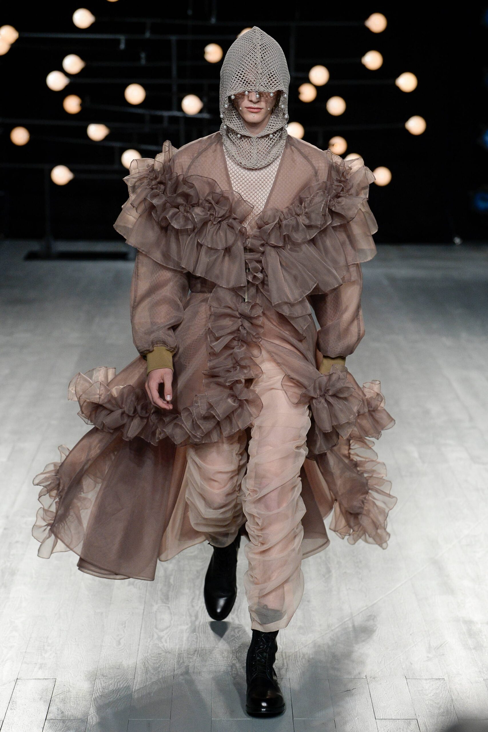 ruffled sheer organza maxi dress