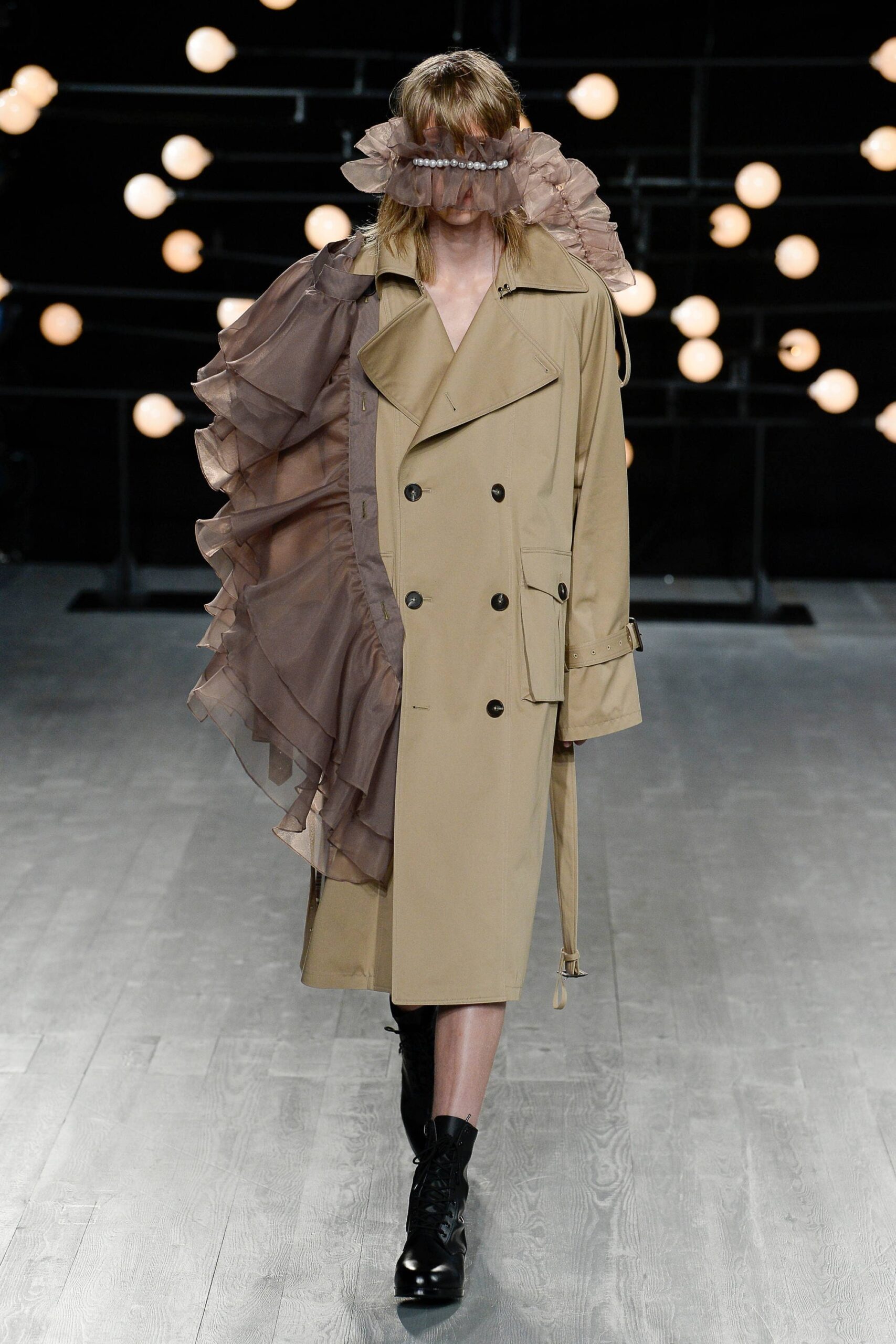 beige oversized double-breasted trench
