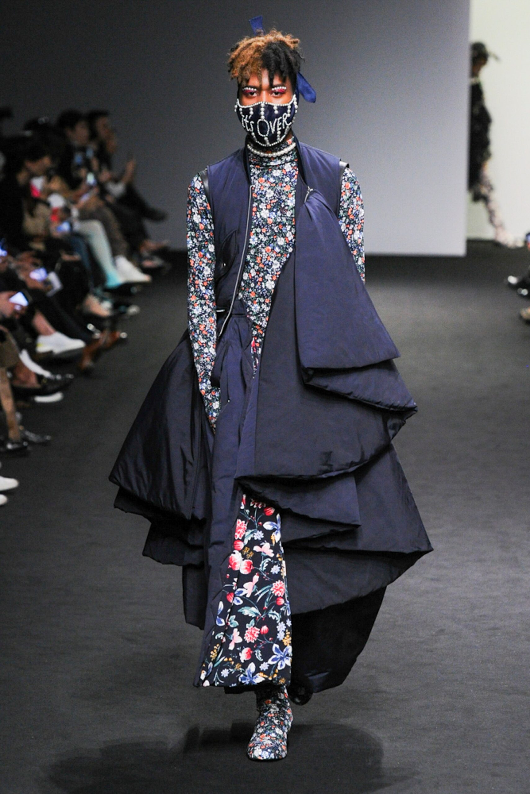oversized blue padded vest