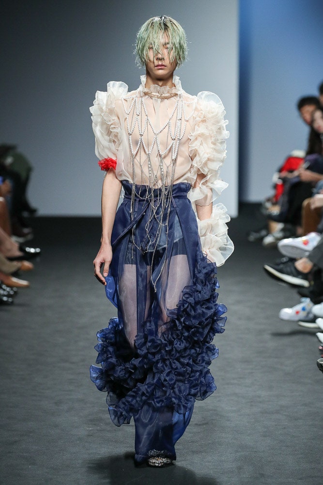 ivory ruffled sheer organza blouse
