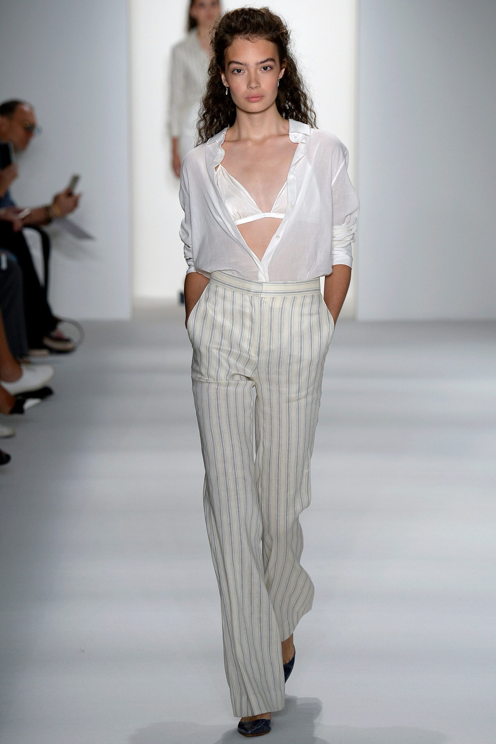 high-waisted striped wide-leg pants