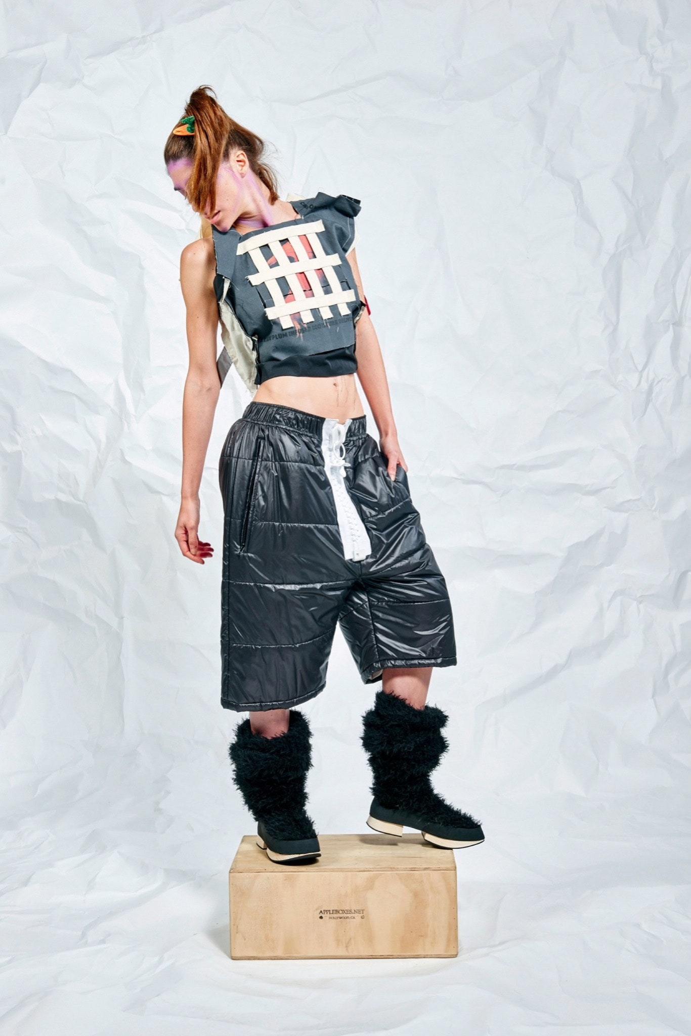 quilted nylon drawstring shorts
