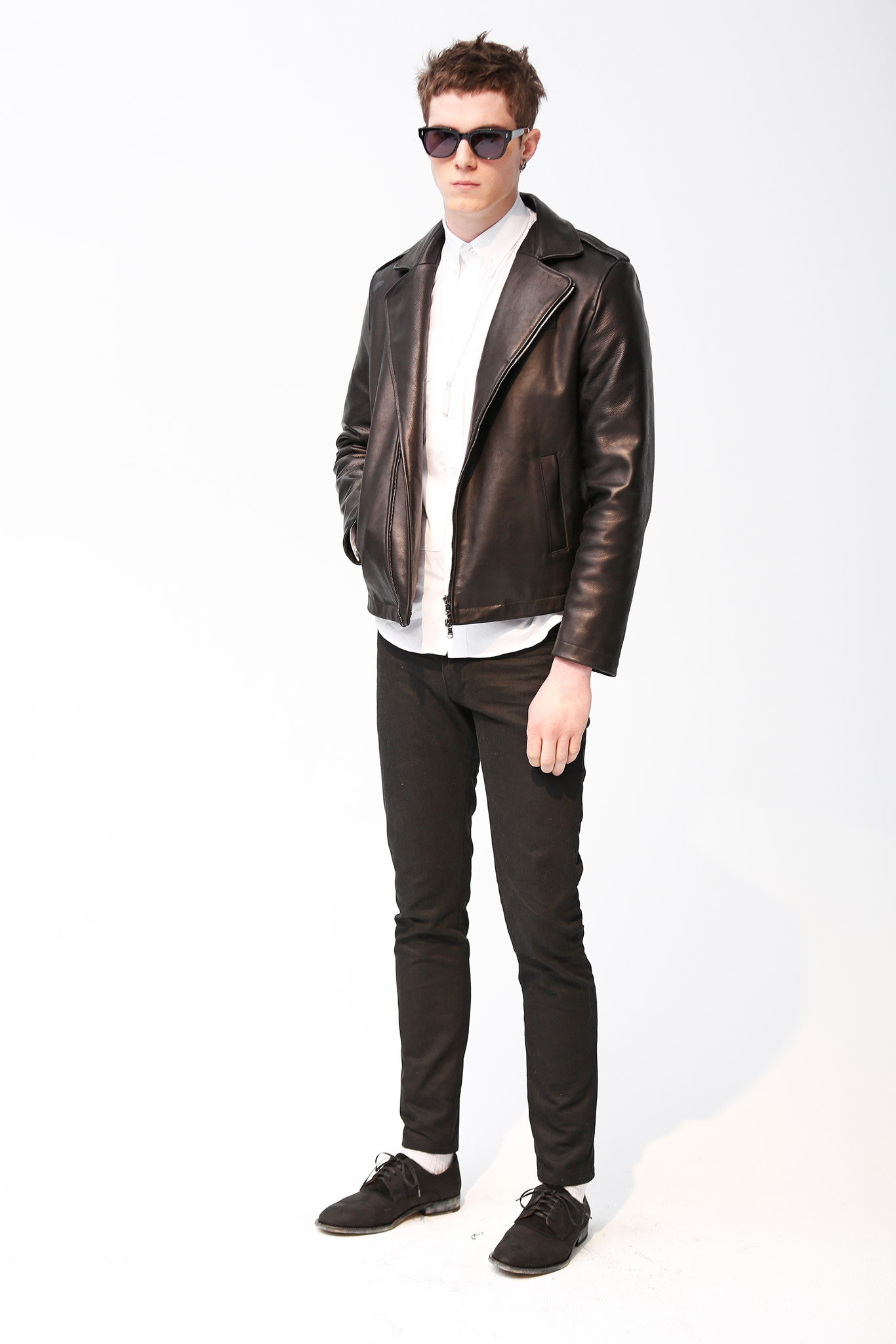black leather zippered jacket