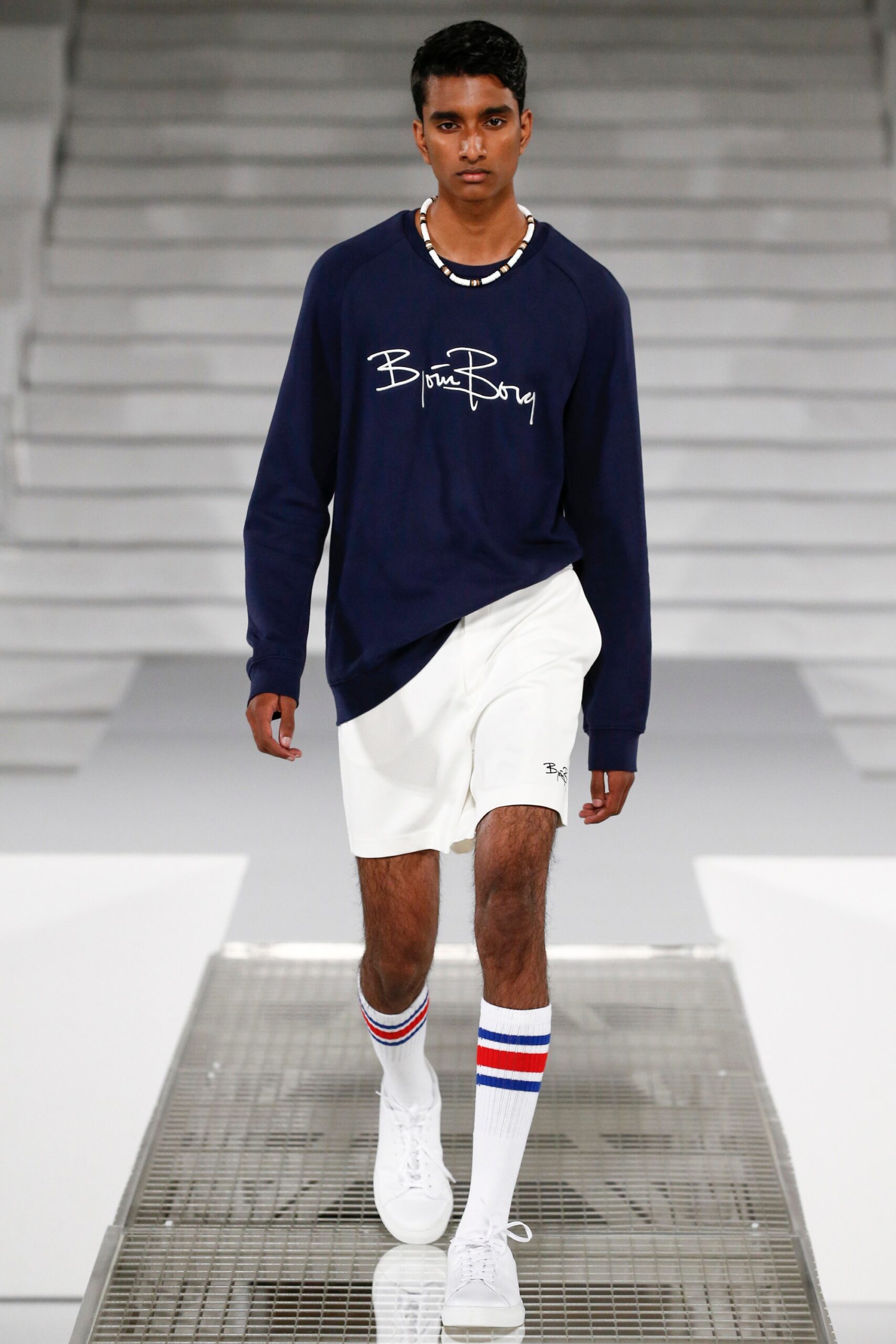 white knit striped crew textured socks