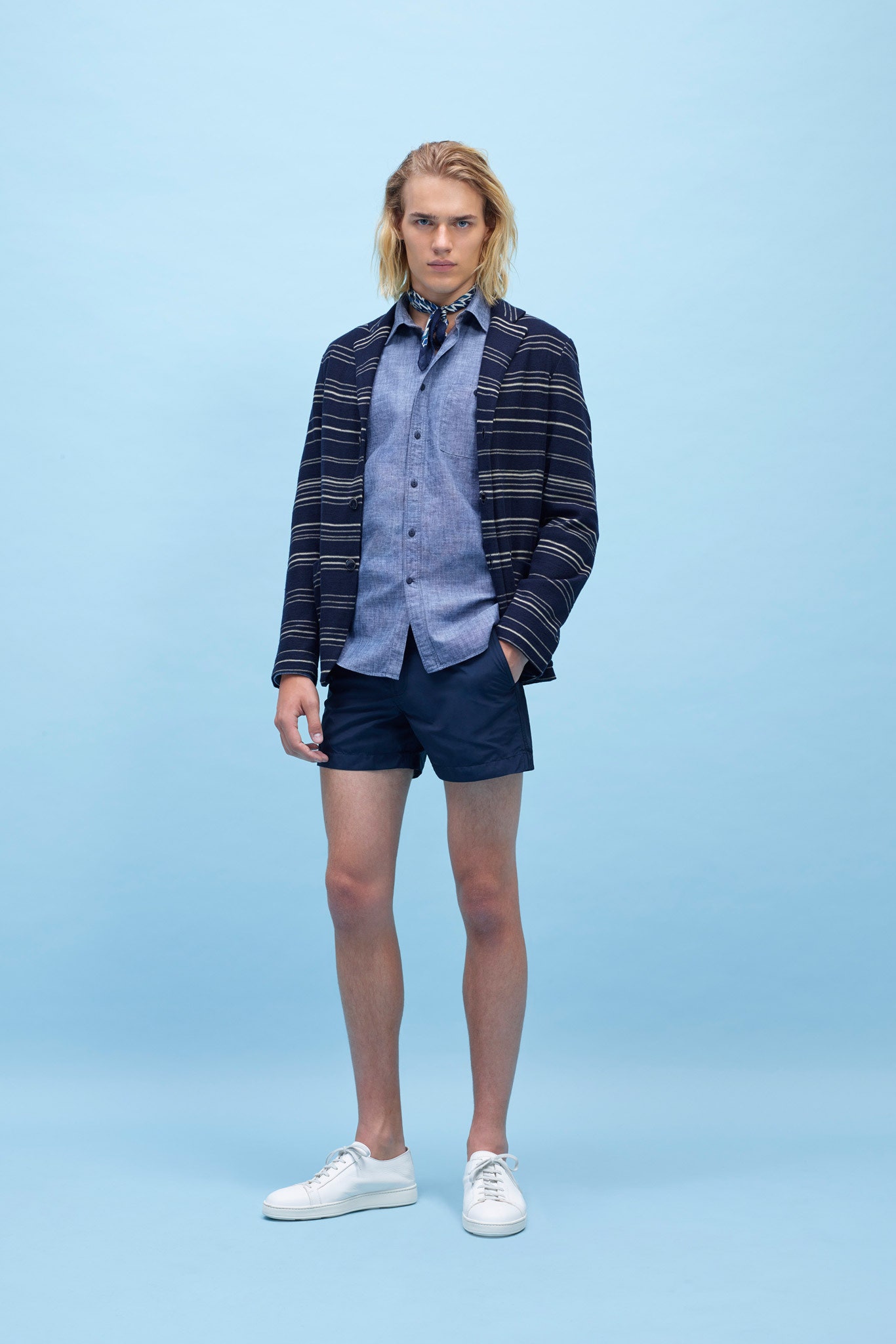 blue striped relaxed blazer