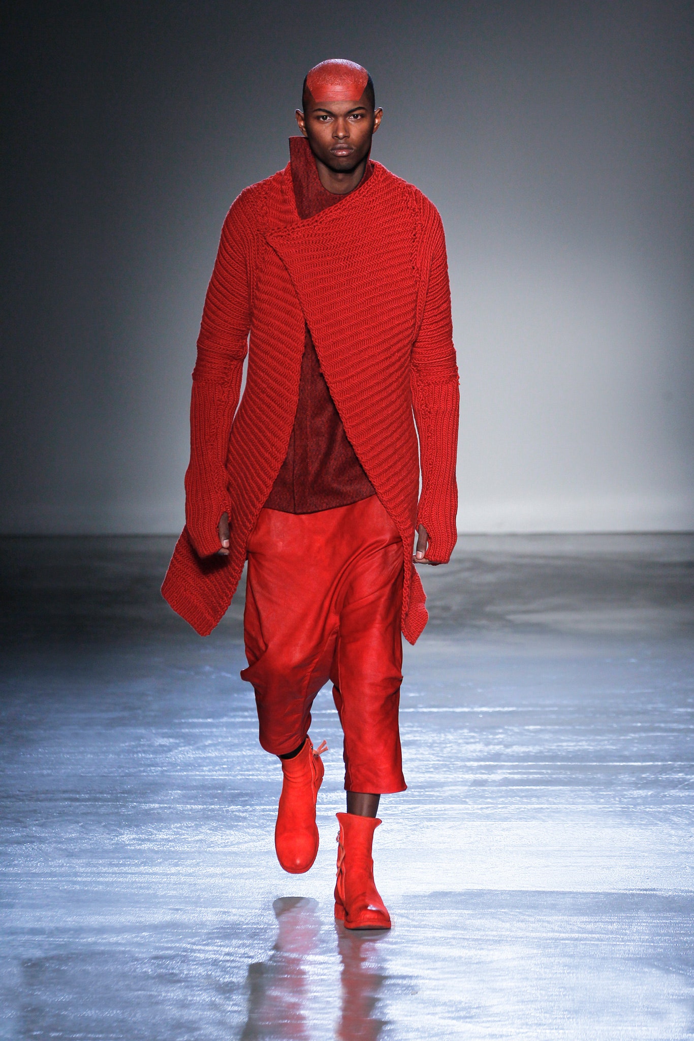 red ribbed knit cardigan